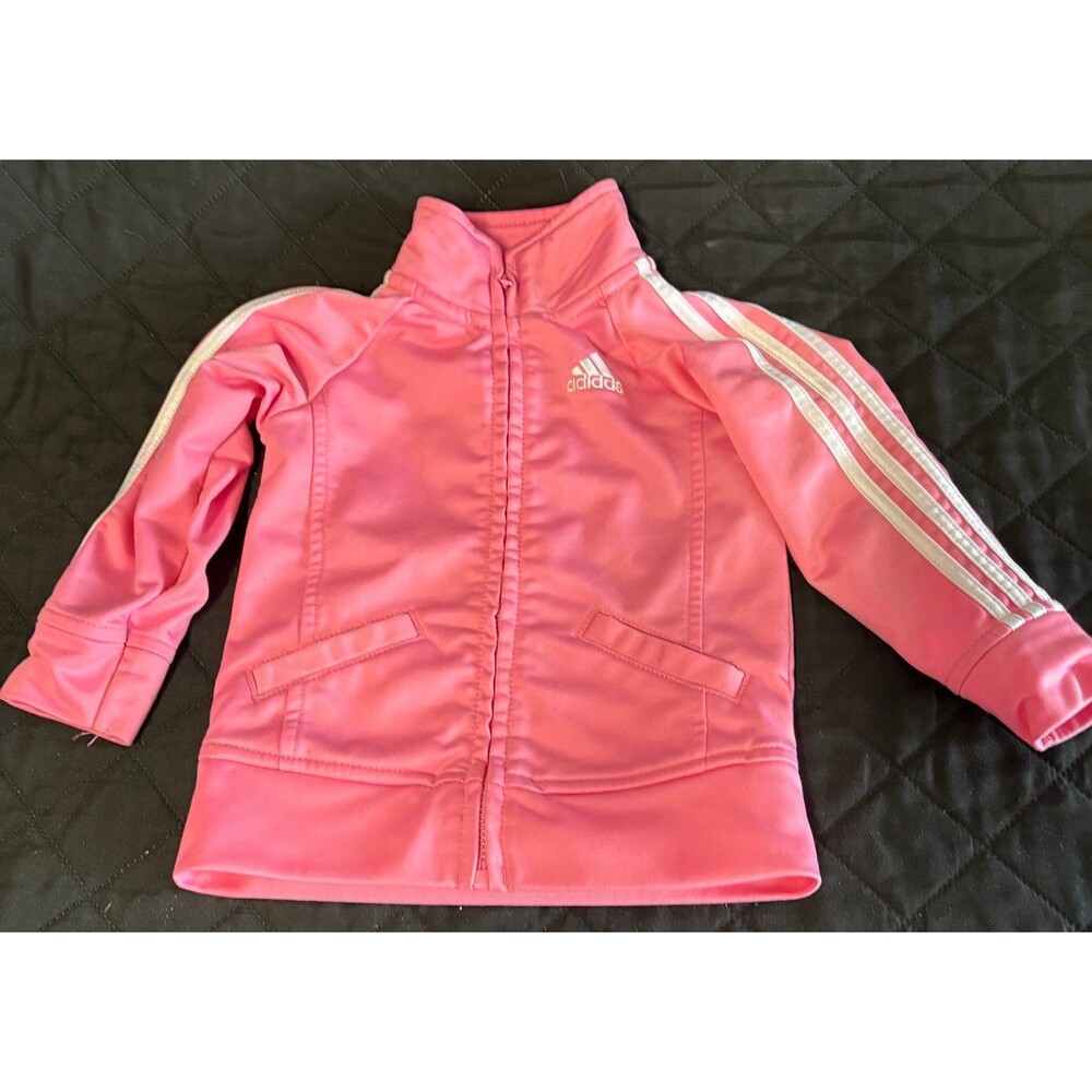 Adidas Pink and white baby girls' full-zip track jacket. 18M